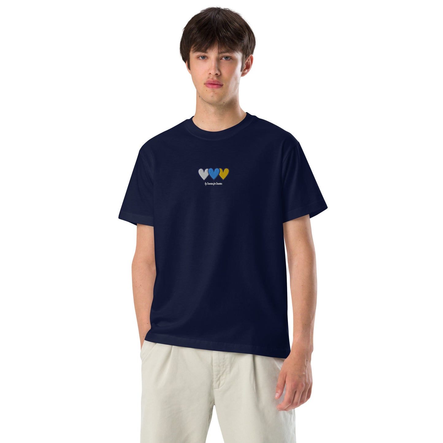 Camiseta Bordada Corazones Canario